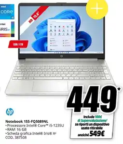 MediaWorld hp Notebook 15S-FQ5089NL offerta