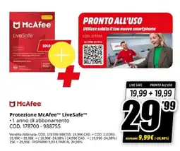 MediaWorld Protezione McAfee LiveSafe offerta