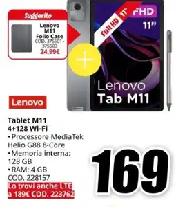MediaWorld Lenovo Tablet M11 4+128 Wi-Fi offerta