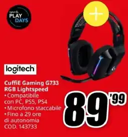 MediaWorld logitech Cuffie Gaming G733 RGB Lightspeed offerta