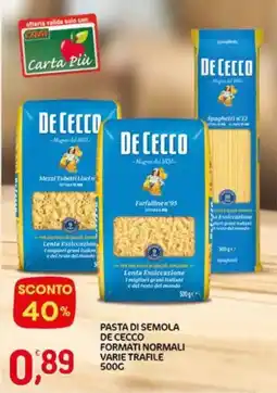 Crai Pasta di semola de cecco formati normali varie trafile offerta