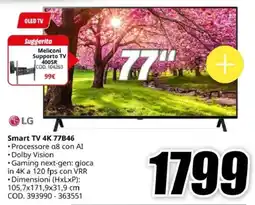MediaWorld LG Smart TV 4K 77B46 offerta