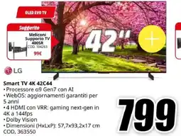 MediaWorld LG Smart TV 4K 42C44 offerta