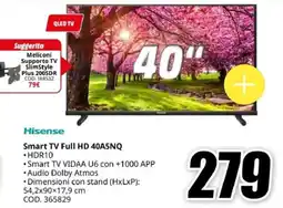 MediaWorld Hisense Smart TV Full HD 40A5NQ offerta