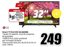 MediaWorld LG Smart TV Full HD 32LQ63006 offerta