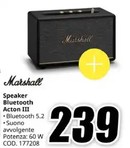 MediaWorld Marshall Speaker Bluetooth Acton III offerta