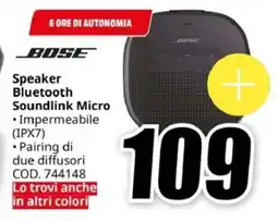 MediaWorld BOSE Speaker Bluetooth Soundlink Micro offerta