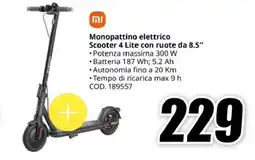 MediaWorld Monopattino elettrico Scooter 4 Lite con ruote da 8.5 offerta