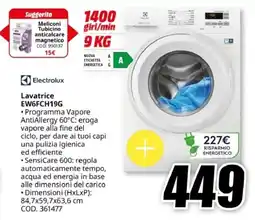MediaWorld Electrolux Lavatrice EW6FCH19G offerta
