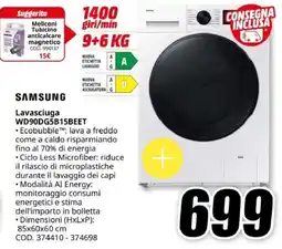 MediaWorld SAMSUNG Lavasciuga WD90DG5B15BEET offerta