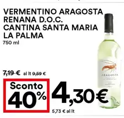 Coop Vermentino aragosta renana d.o.c. CANTINA SANTA MARIA LA PALMA offerta