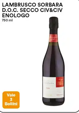 Coop Lambrusco sorbara d.o.c. secco civ&civ ENOLOGO offerta