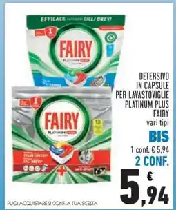 Conad DETERSIVO IN CAPSULE PER LAVASTOVIGLIE PLATINUM PLUS FAIRY offerta