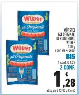 Conad WÜRSTEL GLI ORIGINALI DI PURO SUINO WÜBER offerta
