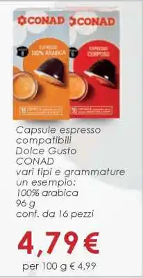 Conad Capsule espresso compatibili Dolce Gusto offerta
