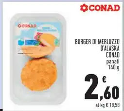 Conad BURGER DI MERLUZZO D’ALASKA CONAD offerta