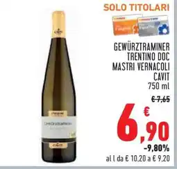Conad Gewürztraminer Trentino DOC Mastri Vernacoli Cavit offerta