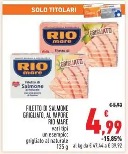 Conad FILETTO DI SALMONE GRIGLIATO, AL VAPORE RIO MARE offerta