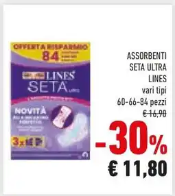 Conad Assorbenti Seta Ultra Lines offerta