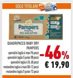 Conad QUADRIPACCO BABY DRY PAMPERS offerta