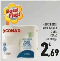 Conad 4 MAXIROTOLI CARTA IGIENICA offerta