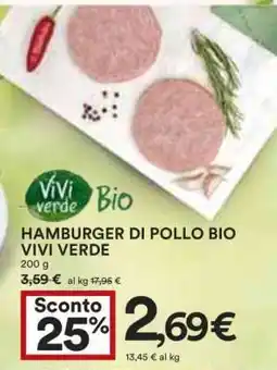 Coop HAMBURGER DI POLLO BIO VIVI VERDE offerta