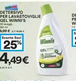 Coop DETERSIVO PER LAVASTOVIGLIE GEL WINNI’S offerta