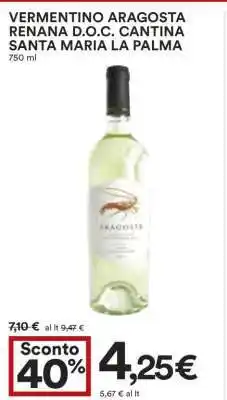 Coop VERMENTINO ARAGOSTA RENANA D.O.C. CANTINA SANTA MARIA LA PALMA 750 ml offerta