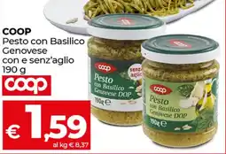 Coop Radenza COOP Pesto con Basilico Genovese con e senz'aglio offerta