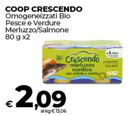 Coop Radenza COOP CRESCENDO Omogeneizzati Bio Pesce e Verdure Merluzzo/Salmone offerta