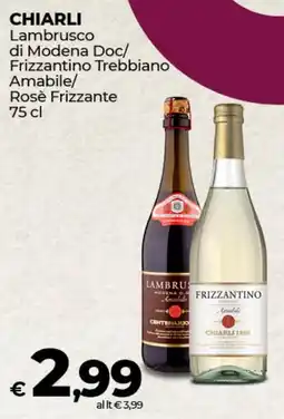 Coop Radenza CHIARLI Lambrusco di Modena Doc/ Frizzantino Trebbiano Amabile/ Rosè Frizzante offerta