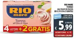 Deco Supermercati Rio mare tonno all'olio di oliva (4+2 gratis) offerta