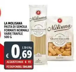Deco Supermercati La molisana pasta di semola formati normali grano italiano varie trafile offerta