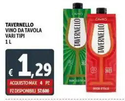 Deco Supermercati Tavernello vino da tavola vari tipi 1 L offerta