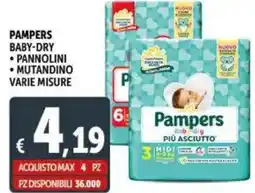 Deco Supermercati Pampers baby-dry pannolini mutandino varie misure offerta