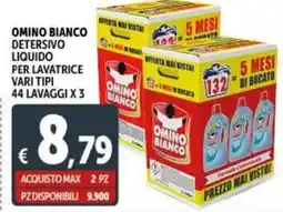 Deco Supermercati Omino bianco detersivo liquido per lavatrice vari tipi 44 lavaggi x 3 offerta