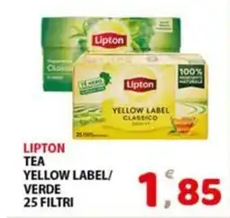 Premium Supermercati Lipton tea yellow label/ verde 25 filtri offerta