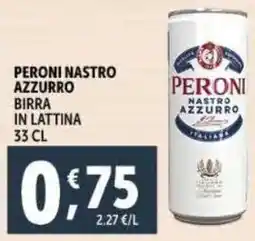 Deco Supermercati Peroni nastro azzurro birra in lattina offerta