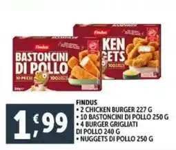 Deco Supermercati Findus 2 chicken burger-10 bastoncini di pollo offerta
