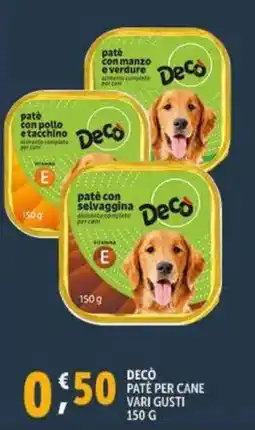 Deco Supermercati Decò patè per cane vari gusti offerta