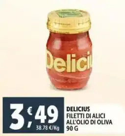 Deco Supermercati Delicius filetti di alici all'olio di oliva offerta