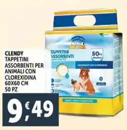 Deco Supermercati Clendy tappetini assorbenti per animali con clorexidina offerta