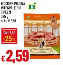 Galassia Riccione piadina integrale bio 3 pezzi offerta