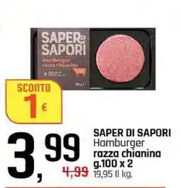 Famila SAPER DI SAPORI Hamburger razza chianina offerta