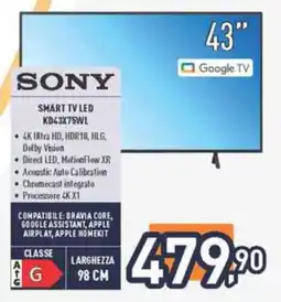 Unieuro Sony Smart TV LED KD43X75WL offerta