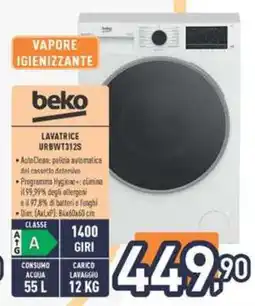Unieuro Beko LAVATRICE URBWT312S offerta
