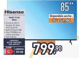 Unieuro Hisense SMART TV LED 85A6K offerta