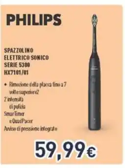 Unieuro PHILIPS SPAZZOLINO ELETTRICO SONICO SERIE 5300 HX7101/01 offerta