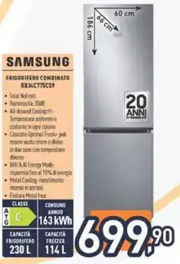 Unieuro Samsung Frigorifero Combinato RB34C775CS9 offerta