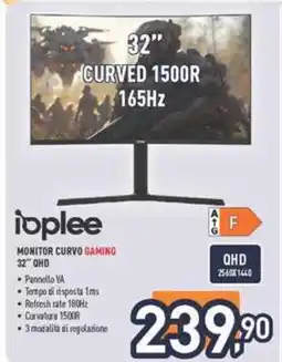 Unieuro Ioplee Monitor Curvo Gaming 32 QHD offerta